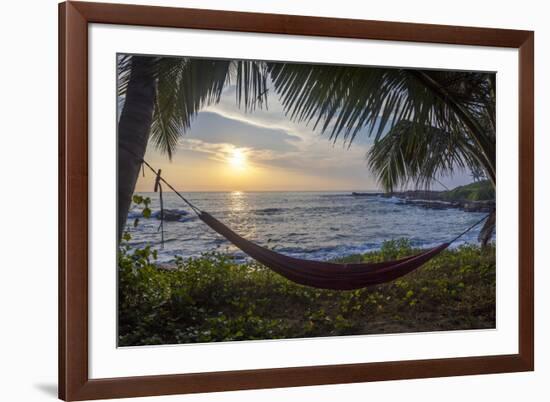 Silhoutte of an Empty Beach Hammock at the Beach, Tangalle, Sri Lanka, Asia-Charlie-Framed Photographic Print