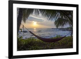 Silhoutte of an Empty Beach Hammock at the Beach, Tangalle, Sri Lanka, Asia-Charlie-Framed Photographic Print