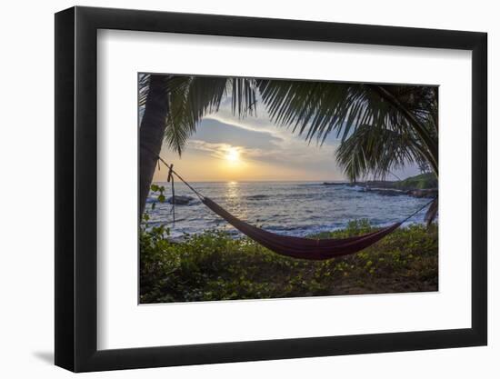 Silhoutte of an Empty Beach Hammock at the Beach, Tangalle, Sri Lanka, Asia-Charlie-Framed Photographic Print