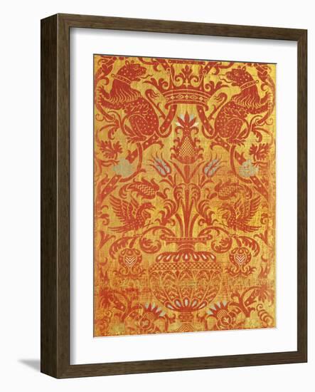 Silk Brocade Cloth with Zoomorphic and Vegetable Motifs, 16th Century-null-Framed Giclee Print