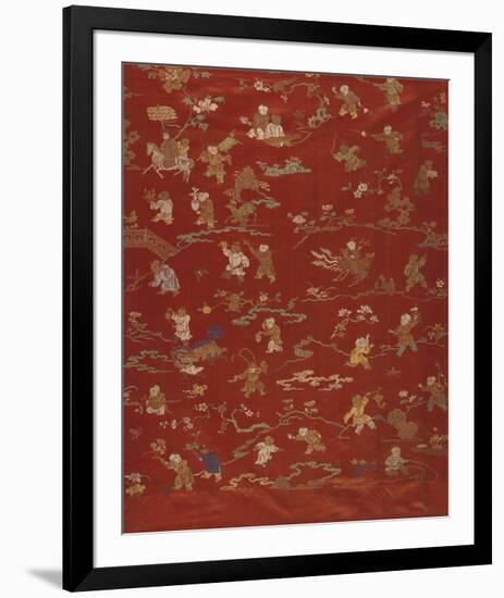 Silk Brocade, with 100 Children Design, Front-Oriental School -Framed Premium Giclee Print