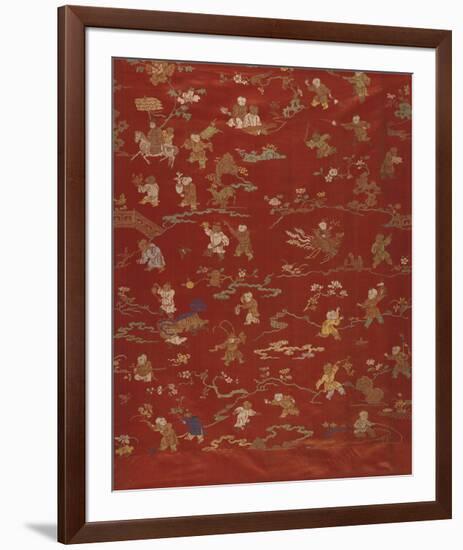 Silk Brocade, with 100 Children Design, Front-Oriental School -Framed Premium Giclee Print