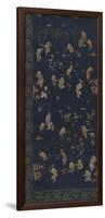 Silk Brocade, with 100 Children Design on Blue, Left-Oriental School -Framed Premium Giclee Print