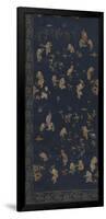 Silk Brocade, with 100 Children Design on Blue, Left-Oriental School -Framed Premium Giclee Print