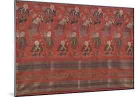 Silk Brocade, with 100 Children Design on Red-Oriental School -Mounted Premium Giclee Print