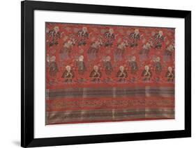 Silk Brocade, with 100 Children Design on Red-Oriental School -Framed Premium Giclee Print