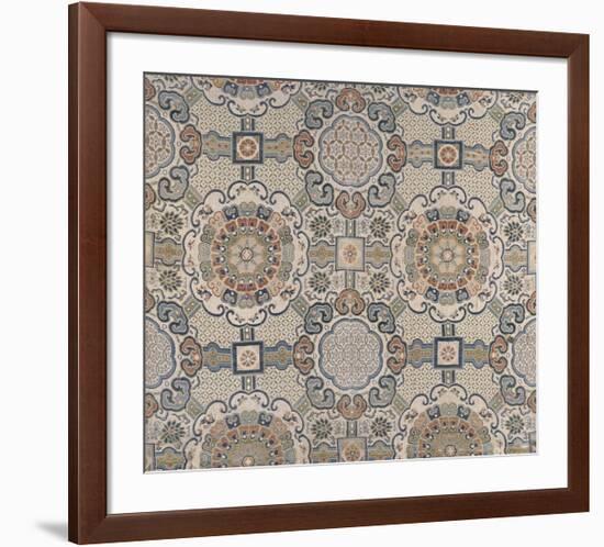 Silk Brocade, with Light Blue Lotus I-Oriental School -Framed Premium Giclee Print