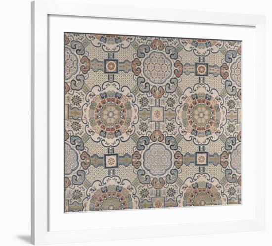 Silk Brocade, with Light Blue Lotus I-Oriental School -Framed Premium Giclee Print