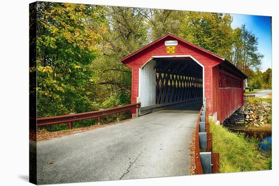 Silk Covered Bridge, Bennington, Vermont-George Oze-Stretched Canvas