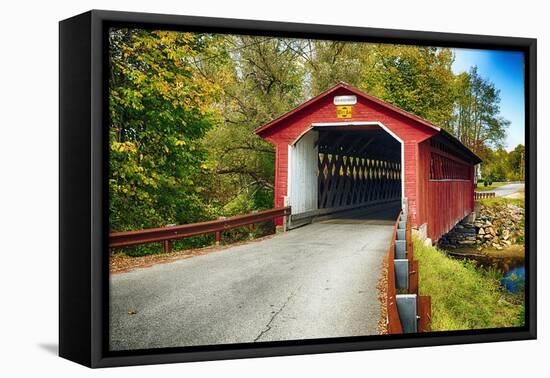 Silk Covered Bridge, Bennington, Vermont-George Oze-Framed Stretched Canvas