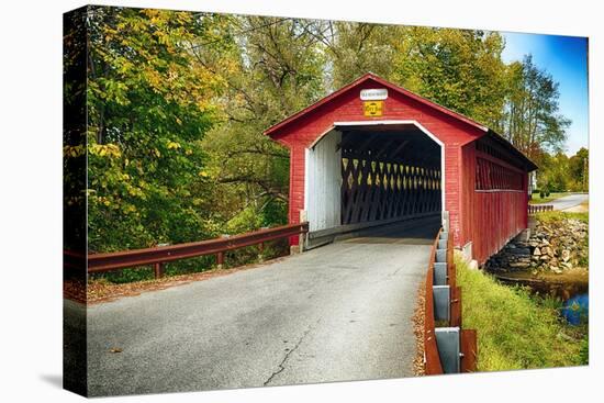 Silk Covered Bridge, Bennington, Vermont-George Oze-Stretched Canvas