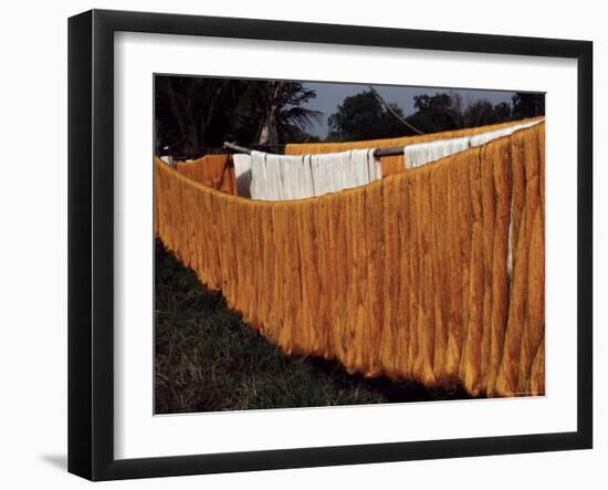 Silk Drying, Domestic Industry, Thailand, Southeast Asia-Occidor Ltd-Framed Photographic Print