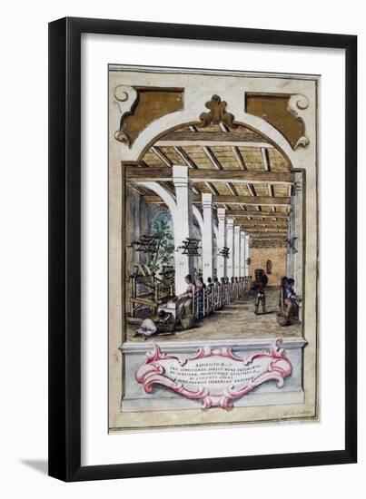 Silk Factory in Bologna, 1750, Italy, 18th Century-null-Framed Premium Giclee Print