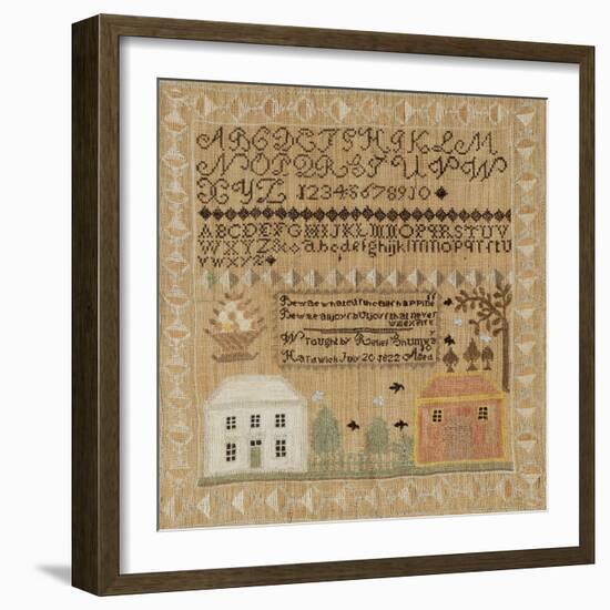 Silk-On-Linen Needlework Sample, Dated 1822-null-Framed Giclee Print