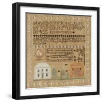 Silk-On-Linen Needlework Sample, Dated 1822-null-Framed Giclee Print