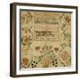 Silk on Linen Needlework Sampler, 19th Century-Esther Matlock-Framed Giclee Print