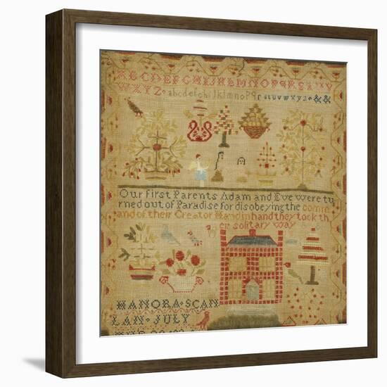 Silk on Linen Needlework Sampler, circa 1836-Hannah Scanlon-Framed Giclee Print