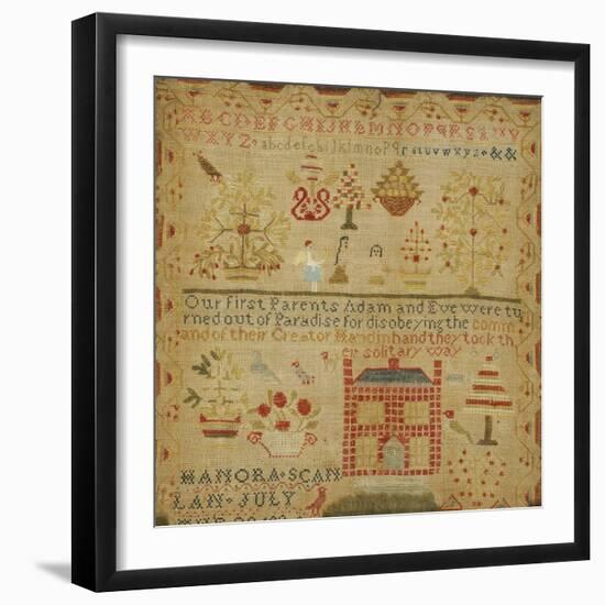 Silk on Linen Needlework Sampler, circa 1836-Hannah Scanlon-Framed Giclee Print