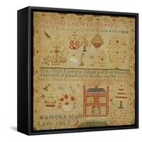 Silk on Linen Needlework Sampler, circa 1836-Hannah Scanlon-Framed Stretched Canvas