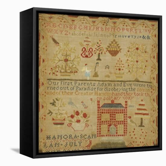 Silk on Linen Needlework Sampler, circa 1836-Hannah Scanlon-Framed Stretched Canvas