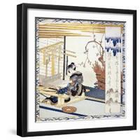 Silk Weaving from Japanese Women, 18th Century, Japanese Civilization-null-Framed Giclee Print