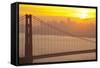 Sillouette of the Golden Gate Bridge and San Francisco Skyline at Sunrise-Miles-Framed Stretched Canvas