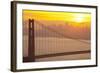 Sillouette of the Golden Gate Bridge and San Francisco Skyline at Sunrise-Miles-Framed Photographic Print