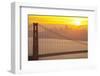 Sillouette of the Golden Gate Bridge and San Francisco Skyline at Sunrise-Miles-Framed Photographic Print