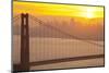 Sillouette of the Golden Gate Bridge and San Francisco Skyline at Sunrise-Miles-Mounted Photographic Print