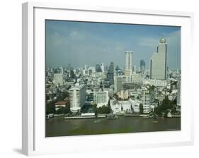 Silom District and Chao Praya River, Bangkok, Thailand-Angelo Cavalli-Framed Photographic Print