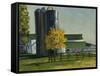 Silos by a Farm-Michael Budden-Framed Stretched Canvas