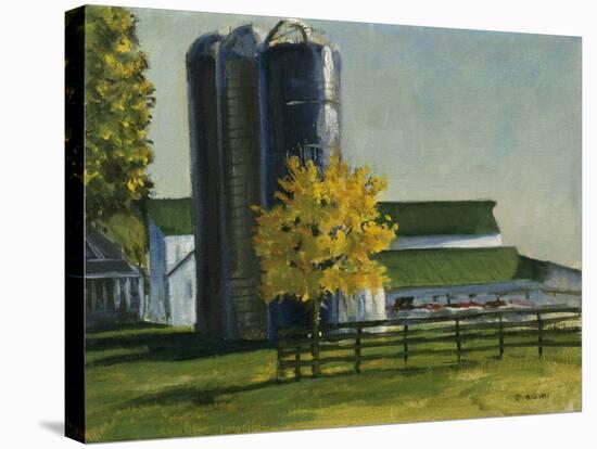 Silos by a Farm-Michael Budden-Stretched Canvas