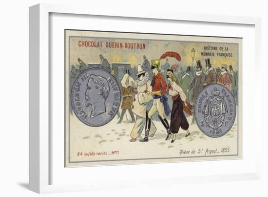 Silver 5 Franc Piece, 1855-null-Framed Giclee Print