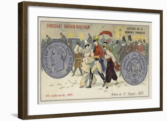 Silver 5 Franc Piece, 1855-null-Framed Giclee Print