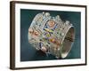 Silver Amesluh Bracelet, Cloisonne Enamel and Coral, 1900, Algeria, Early 19th Century-null-Framed Giclee Print