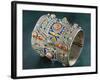 Silver Amesluh Bracelet, Cloisonne Enamel and Coral, 1900, Algeria, Early 19th Century-null-Framed Giclee Print