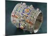 Silver Amesluh Bracelet, Cloisonne Enamel and Coral, 1900, Algeria, Early 19th Century-null-Mounted Giclee Print