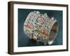 Silver Amesluh Bracelet, Cloisonne Enamel and Coral, 1900, Algeria, Early 19th Century-null-Framed Giclee Print
