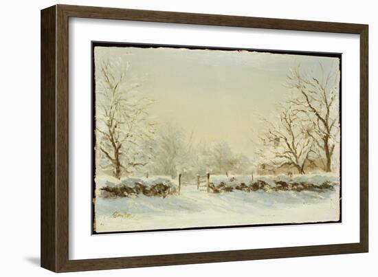 Silver and Blue: First Fall of Snow-Edward Dawson-Framed Giclee Print