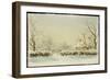 Silver and Blue: First Fall of Snow-Edward Dawson-Framed Giclee Print