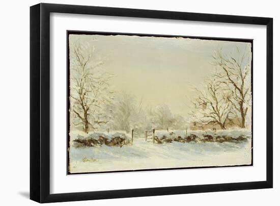 Silver and Blue: First Fall of Snow-Edward Dawson-Framed Giclee Print