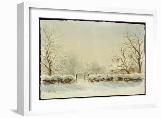 Silver and Blue: First Fall of Snow-Edward Dawson-Framed Giclee Print
