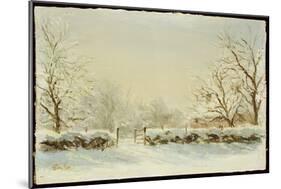 Silver and Blue: First Fall of Snow-Edward Dawson-Mounted Giclee Print