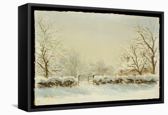 Silver and Blue: First Fall of Snow-Edward Dawson-Framed Stretched Canvas