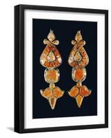 Silver and Coral Earrings, Region of Tibet, Early 20th Century-null-Framed Giclee Print