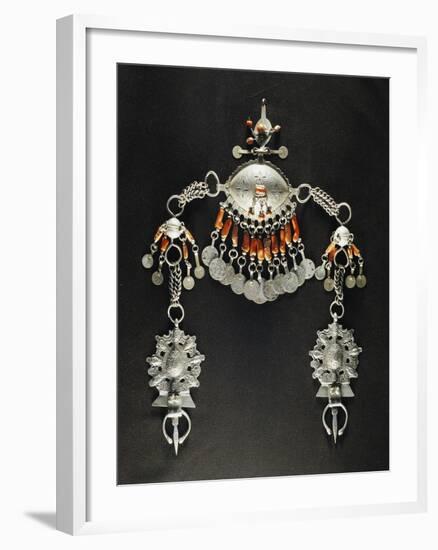 Silver and Coral Female Hair Ornament, Morocco, 19th-20th Century-null-Framed Giclee Print