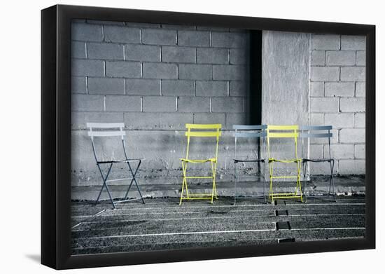 Silver and Yellow Chairs-null-Framed Poster