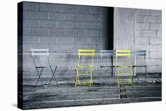 Silver and Yellow Chairs-null-Stretched Canvas