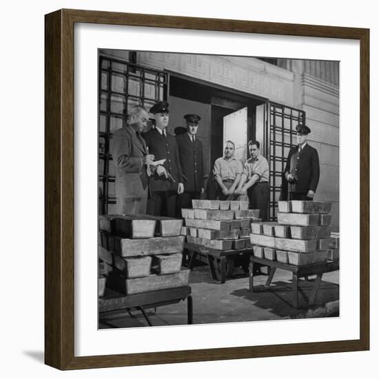 Silver Bars Arriving at Chase National Bank-Herbert Gehr-Framed Photographic Print