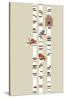 Silver Birch-Dicky Bird-Stretched Canvas